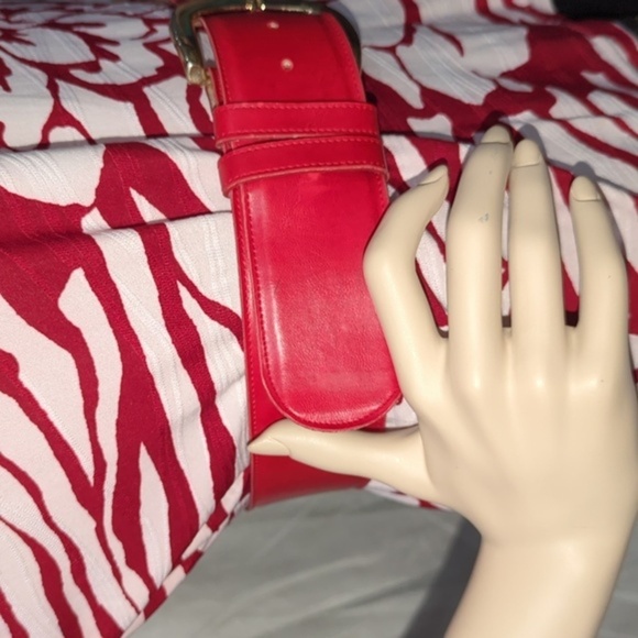 Calderon Wide Belt Red Belt Leather lined Leather Stamped 80s Style Belts - Picture 13 of 15